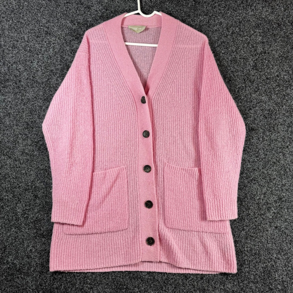 Everlane Oversized Alpaca‎ Cardigan Pink V-Neck Knit Button Front Sweater Medium